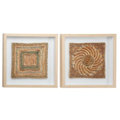 Image showing  Square Shadow Boxes with Earth Tone Rope Abstract Art, 18 in. x 18 in., 2 pc.