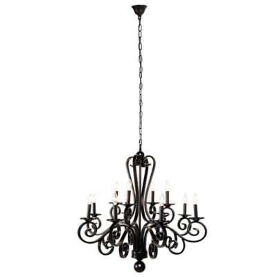 Harper & Willow Large Modern Metal Chandelier Pendant Light with Scrolled Arms, 35 in. x 35 in., Black