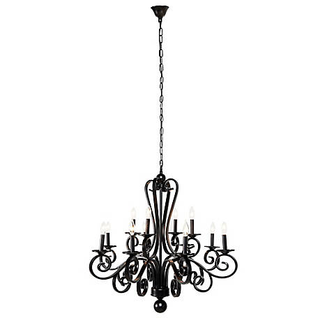 Harper & Willow Large Modern Metal Chandelier Pendant Light with Scrolled Arms, 35 in. x 35 in., Black
