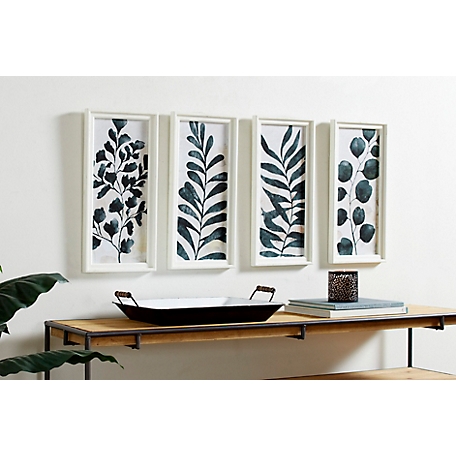 Harper & Willow Rectangular White and Dark Green Watercolor Plant Illustrations Wall Art, 10 in. x 21 in.