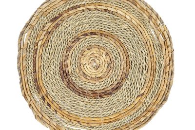 Image showing  Round Natural Banana Leaf Wicker and Seagrass Place Mats, 15 in. x 0.5 in., Natural, 4 pc.