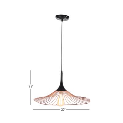 Image showing  Contemporary Lighting Pendant with Rose Gold Cage Shade, 21 in. x 11 in., Black