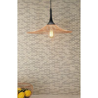 Image showing  Contemporary Lighting Pendant with Rose Gold Cage Shade, 21 in. x 11 in., Black