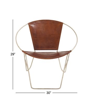 Harper Willow Brown Goat Leather, Leather And Metal Chair