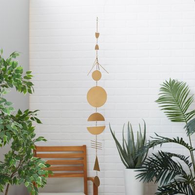 Harper & Willow Gold Metal Geometric Windchime 7" x 1" x 48"