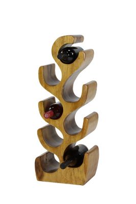 Image showing  8-Bottle Natural Acacia Wood Wine Rack Wood Sculpture, 11 in. x 28 in.