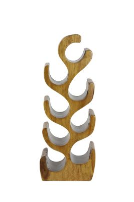 Harper & Willow Natural Acacia Wood Wine Rack, 8 Bottle Holder Wood  Sculpture, 11 in. x 28 in., 66074