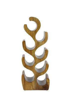 Image showing  8-Bottle Natural Acacia Wood Wine Rack Wood Sculpture, 11 in. x 28 in.
