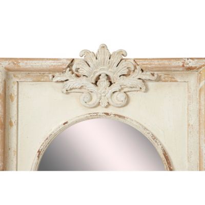 Image showing  4 pc. Large Rectangular Distressed White Carved Wood Wall Mirrors, 20467
