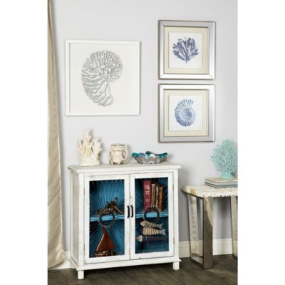 Harper & Willow Large Coastal Metallic White Shell Shadow Box Wall Decor, 23.5 in. x 23.5 in.