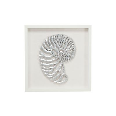Image showing  Large Coastal Metallic White Shell Shadow Box Wall Decor, 23.5 in. x 23.5 in.