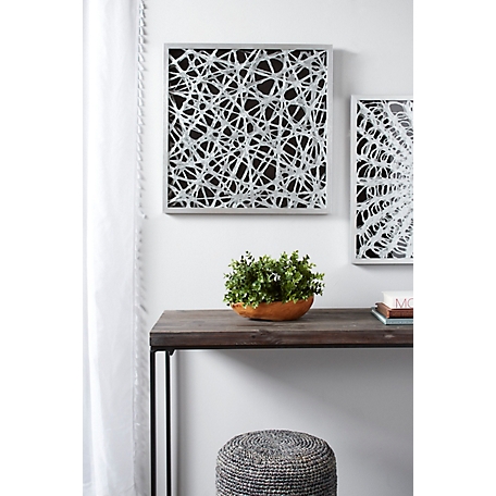 Harper & Willow Large Square Modern Abstract Art Black and White Paper Shadow Box Wall Art, 23.5 in. x 23.5 in.