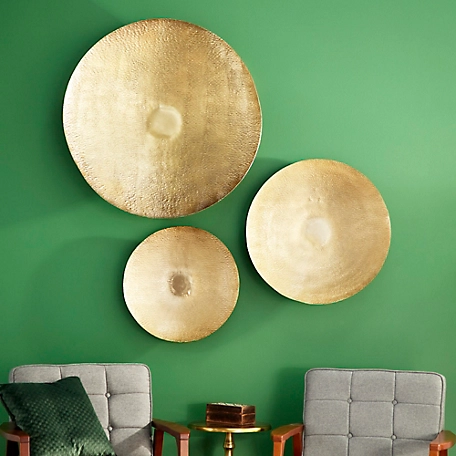Harper & Willow Round Gold Textured Metal Wall Decor, 36 in., 27 in., 21 in., 3 pc.