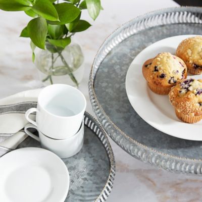 Image showing  Gray Metal Galvanized Cake Stand Set of 2- 12 in., 16 in. W