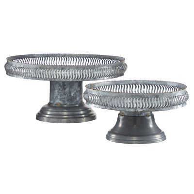 Image showing  Gray Metal Galvanized Cake Stand Set of 2- 12 in., 16 in. W