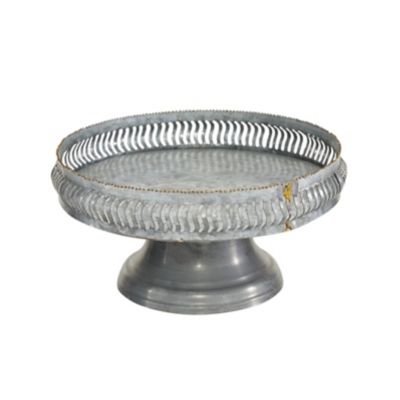 Image showing  Gray Metal Galvanized Cake Stand Set of 2- 12 in., 16 in. W