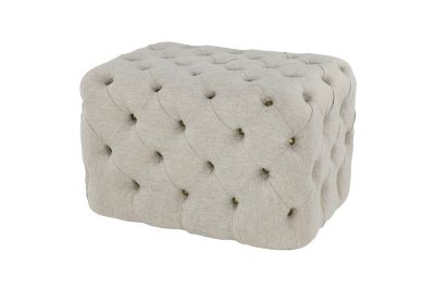 Image showing  Rectangular Beige Linen Tufted Ottoman Bench, 28 in. x 19 in.