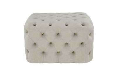 Image showing  Rectangular Beige Linen Tufted Ottoman Bench, 28 in. x 19 in.