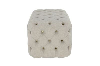 Image showing  Rectangular Beige Linen Tufted Ottoman Bench, 28 in. x 19 in.