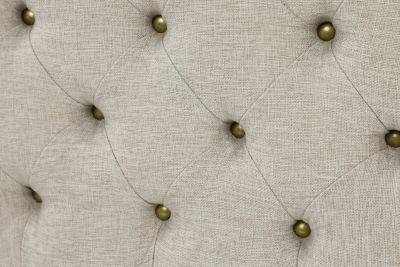 Image showing  Rectangular Beige Linen Tufted Ottoman Bench, 28 in. x 19 in.