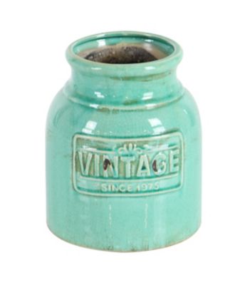 Image showing  Vintage Style Aqua Yellow and White Round Cutlery Jars, 7 in. x 9 in. Each, 3 pc.