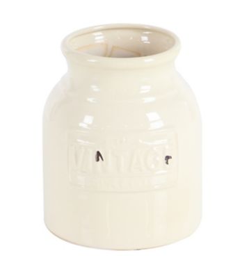 Image showing  Vintage Style Aqua Yellow and White Round Cutlery Jars, 7 in. x 9 in. Each, 3 pc.