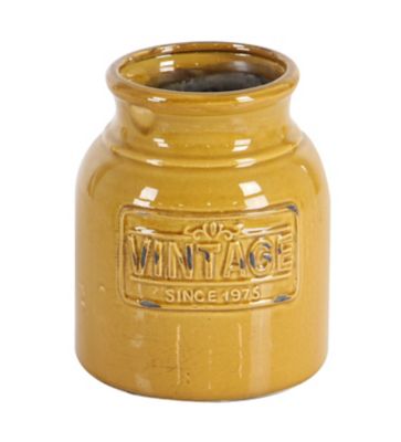 Image showing  Vintage Style Aqua Yellow and White Round Cutlery Jars, 7 in. x 9 in. Each, 3 pc.