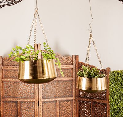 Harper & Willow Small Modern Gold Hanging Planters