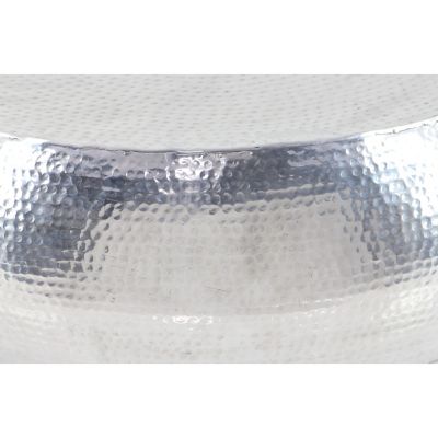 Image showing  Round Hammered Aluminum Metallic Coffee Table, 42 in. x 14 in., Silver