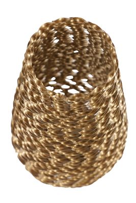 Image showing  Modern Style Extra-Large Round Twisted Gold Metal Vase, 9 in. x 18 in.