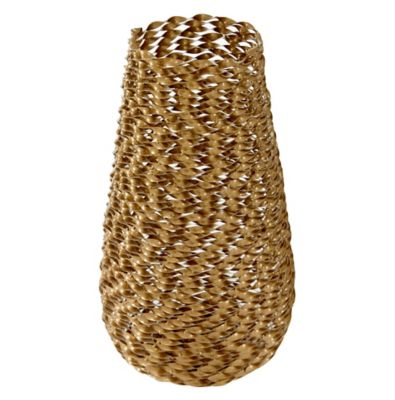 Image showing  Modern Style Extra-Large Round Twisted Gold Metal Vase, 9 in. x 18 in.