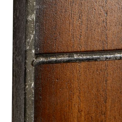 Image showing  Large Rectangular Golden Brown Wood Wall Mirror with Metal Grid Overlay, 36 in. x 44 in., 43665