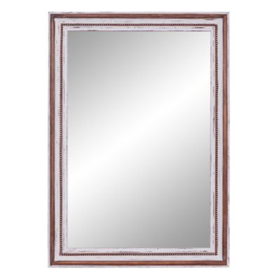 Image showing  Brown Wood Wall Mirror with Beading Accents 32" x 2" x 44", 37893