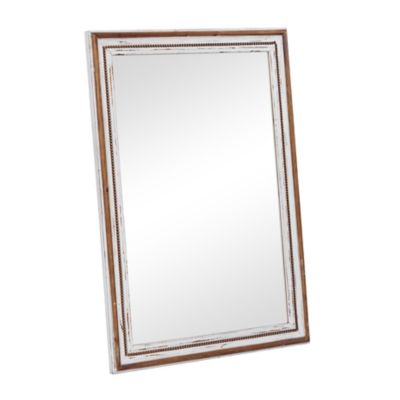 Image showing  Brown Wood Wall Mirror with Beading Accents 32" x 2" x 44", 37893