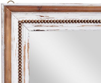 Image showing  Brown Wood Wall Mirror with Beading Accents 32" x 2" x 44", 37893