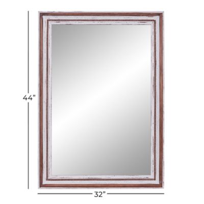 Image showing  Brown Wood Wall Mirror with Beading Accents 32" x 2" x 44", 37893