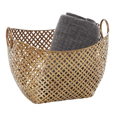 Image showing  Large Gold Metal Basket, 16.75 in. x 11.5 in.