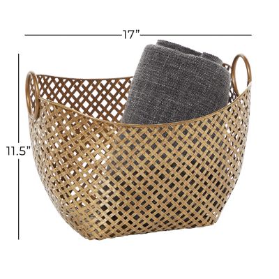 Image showing  Large Gold Metal Basket, 16.75 in. x 11.5 in.