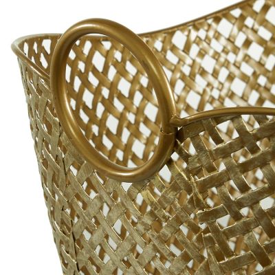 Image showing  Large Gold Metal Basket, 16.75 in. x 11.5 in.