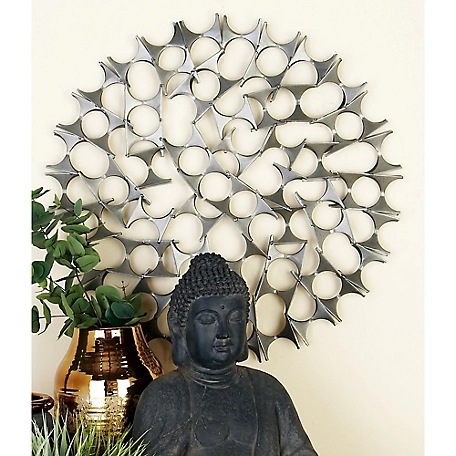 Harper & Willow Silver Metal Starburst Wall Decor with Cutout Design, 15 in. x 19 in. x 23 in., 3 pc.
