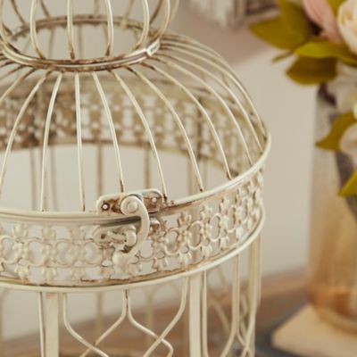 Image showing  Distressed Antique Bird Cages with Hooks, 18 in., 22 in., White, 2 pc.