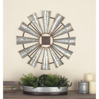 Harper & Willow Indoor/Outdoor Metal Decorative Windmill Wall Decor, 30 in. x 30 in.