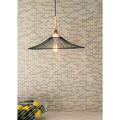 Image showing  Contemporary Lighting Pendant with Cage Shade, 22 in. x 11 in., Copper