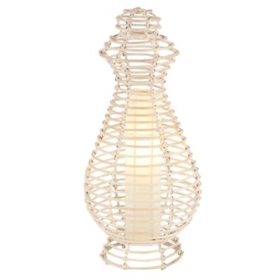 Harper & Willow 13 In. X 28 In. Large Round Woven Natural Rattan Decorative Lantern Accent Lamp