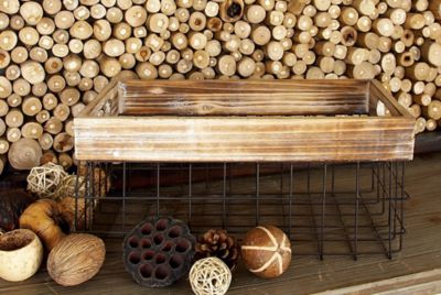 Harper & Willow Farmhouse Style Wood and Metal Large Rectangular Storage Baskets, 2 pc.