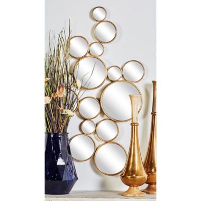 Image showing  Contemporary Large Gold Metal Circles Wall Mirror, 22 in. x 40 in., 93751