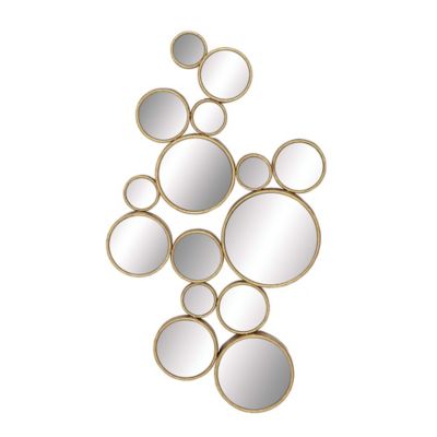 Image showing  Contemporary Large Gold Metal Circles Wall Mirror, 22 in. x 40 in., 93751