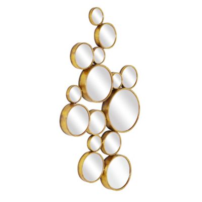 Image showing  Contemporary Large Gold Metal Circles Wall Mirror, 22 in. x 40 in., 93751