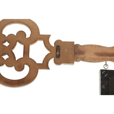 Image showing  Decorative Antique Key and Hanging Picture Frame Wall Decor Piece, Distressed White, 25 in. x 14.5 in.