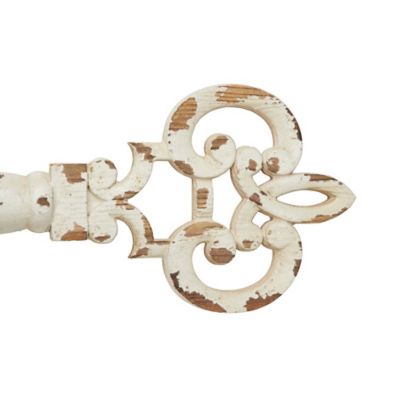 Image showing  Decorative Antique Key and Hanging Picture Frame Wall Decor Piece, Distressed White, 25 in. x 14.5 in.